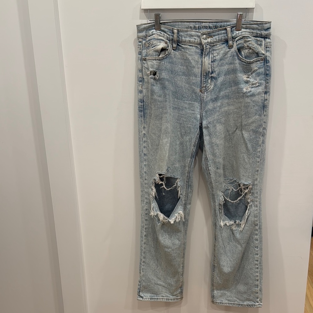American Eagle easy stretch soft wide leg ripped jeans